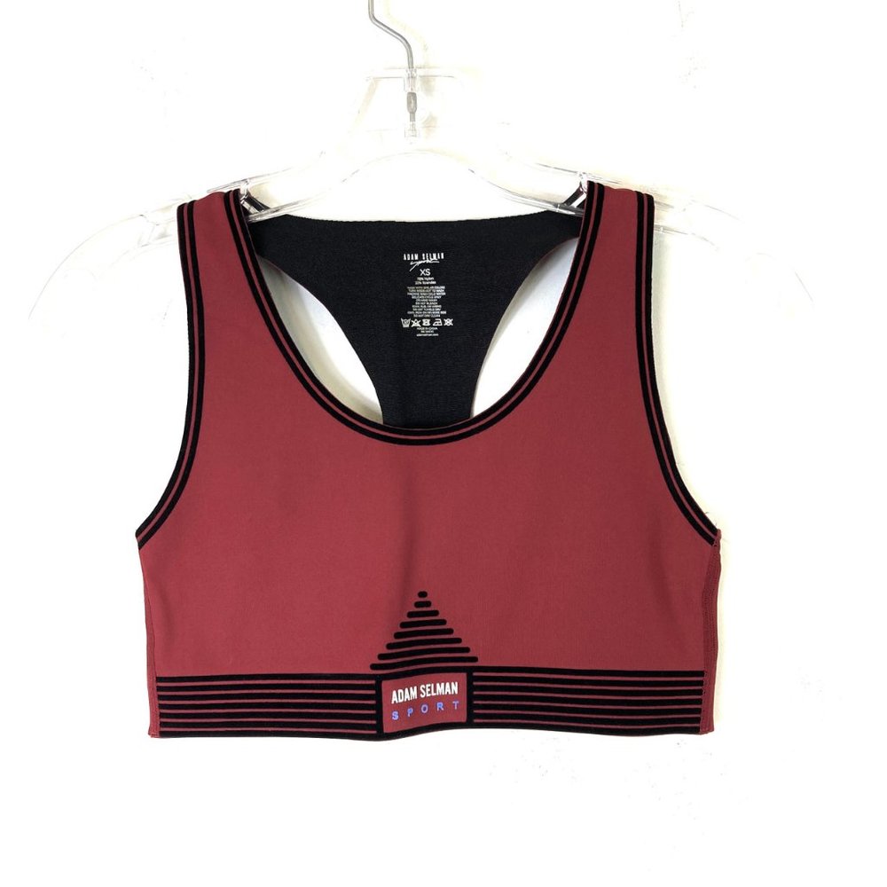 ADAM SELMAN  Adam Selman Sport   VELVET STRIPE CROP in Burgundy Sz X NWT 195